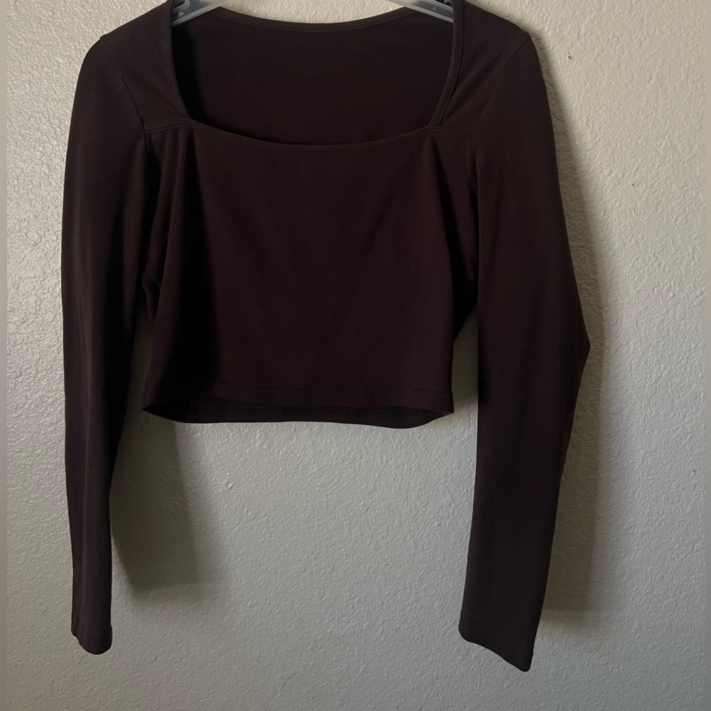 Square Neck Brown Long Sleeve